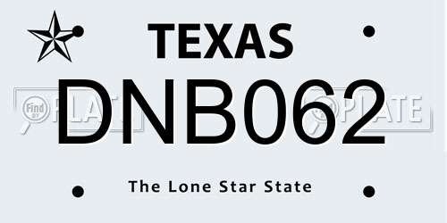 DNB062 Texas License Plate