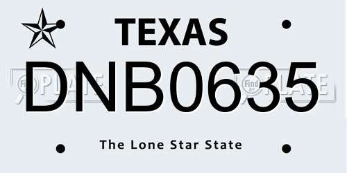 DNB0635 Texas License Plate
