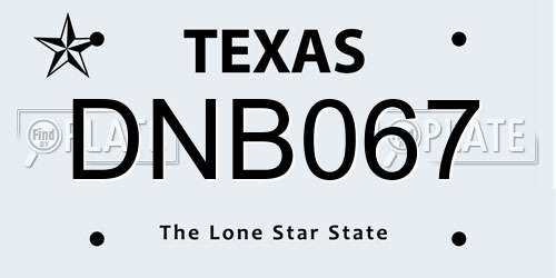 DNB067 Texas License Plate