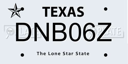 DNB06Z Texas License Plate