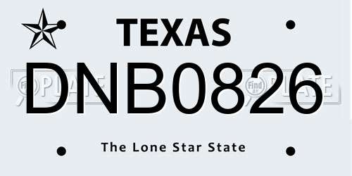DNB0826 Texas License Plate