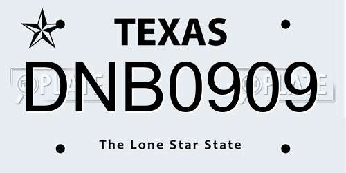DNB0909 Texas License Plate