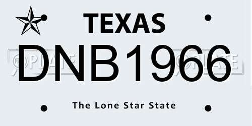 DNB1966 Texas License Plate