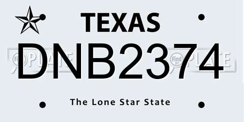 DNB2374 Texas License Plate
