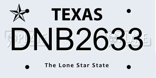 DNB2633 Texas License Plate