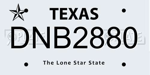 DNB2880 Texas License Plate