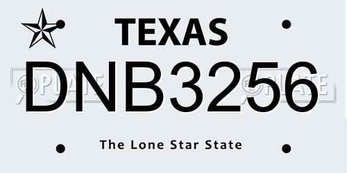 DNB3256 Texas License Plate