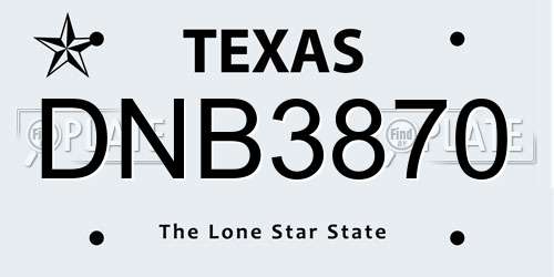 DNB3870 Texas License Plate