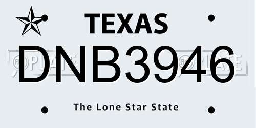 DNB3946 Texas License Plate