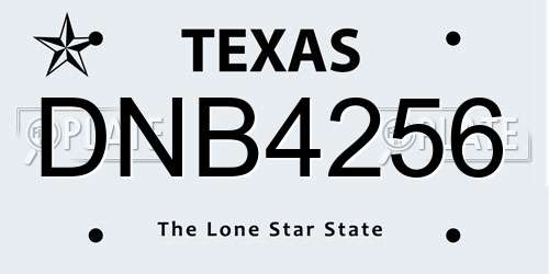 DNB4256 Texas License Plate