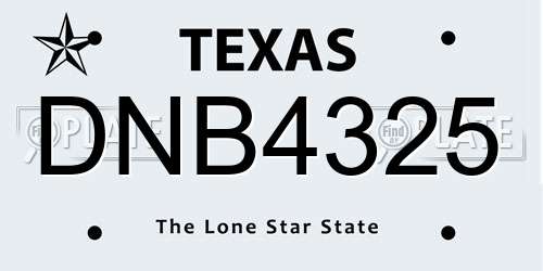DNB4325 Texas License Plate