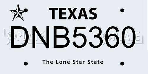 DNB5360 Texas License Plate