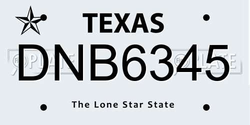 DNB6345 Texas License Plate