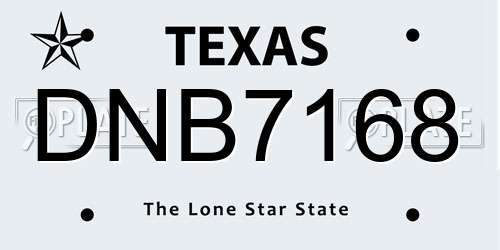 DNB7168 Texas License Plate