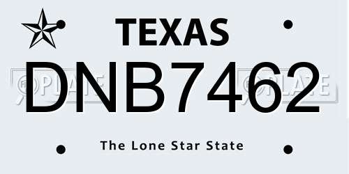 DNB7462 Texas License Plate