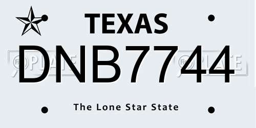 DNB7744 Texas License Plate