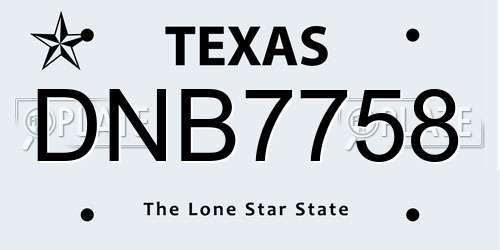 DNB7758 Texas License Plate
