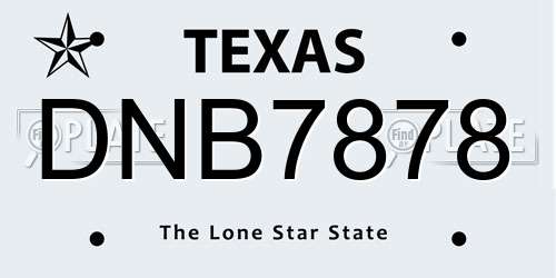 DNB7878 Texas License Plate