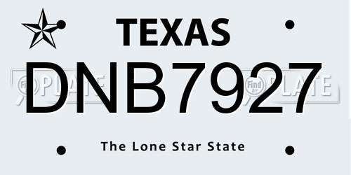 DNB7927 Texas License Plate