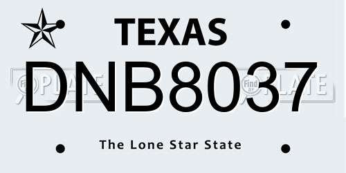 DNB8037 Texas License Plate