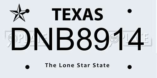 DNB8914 Texas License Plate