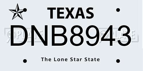 DNB8943 Texas License Plate