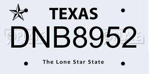 DNB8952 Texas License Plate
