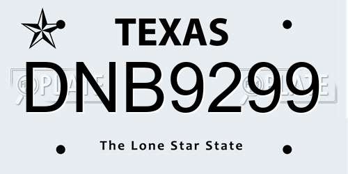 DNB9299 Texas License Plate