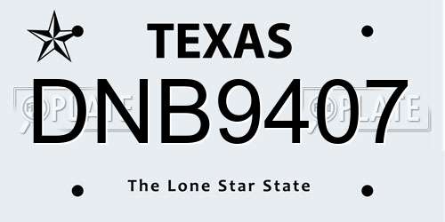 DNB9407 Texas License Plate