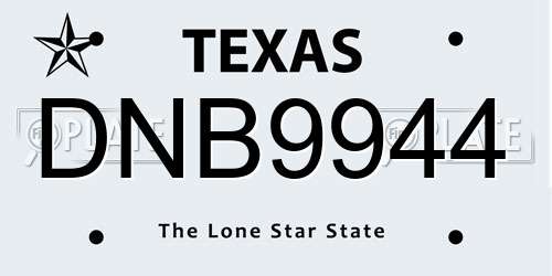 DNB9944 Texas License Plate