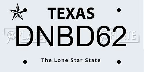 DNBD62 Texas License Plate