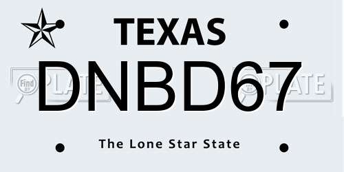 DNBD67 Texas License Plate