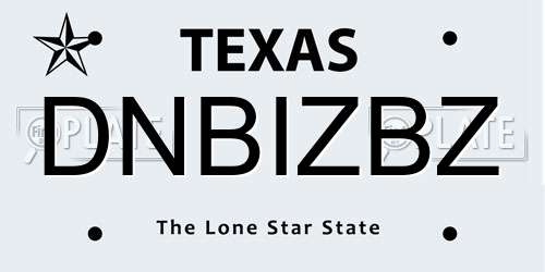 DNBIZBZ Texas License Plate