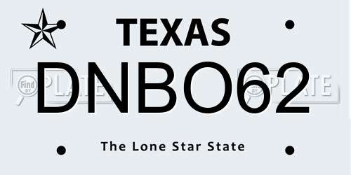 DNBO62 Texas License Plate