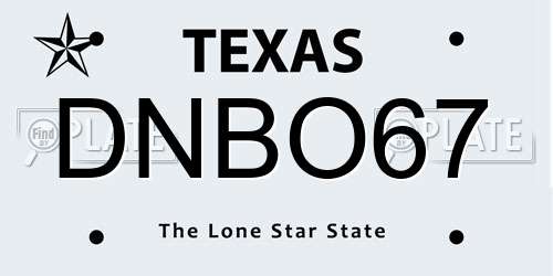 DNBO67 Texas License Plate