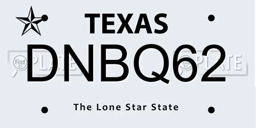 DNBQ62 Texas License Plate