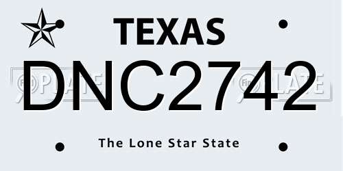 DNC2742 Texas License Plate