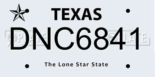 DNC6841 Texas License Plate
