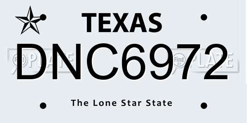 DNC6972 Texas License Plate
