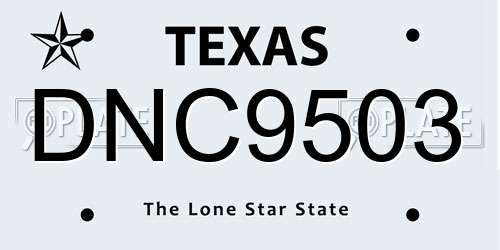 DNC9503 Texas License Plate