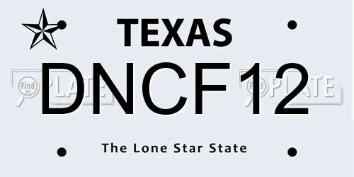 DNCF12 Texas License Plate