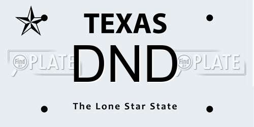 DND Texas License Plate