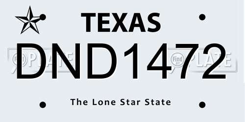 DND1472 Texas License Plate
