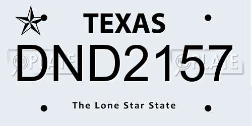 DND2157 Texas License Plate