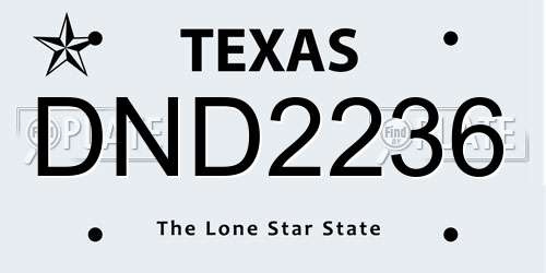 DND2236 Texas License Plate