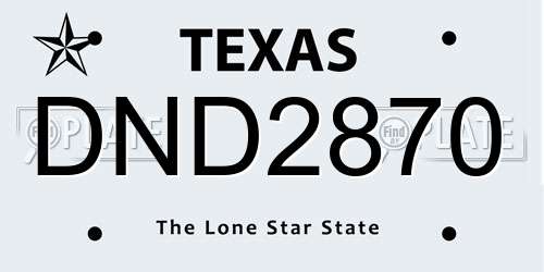 DND2870 Texas License Plate
