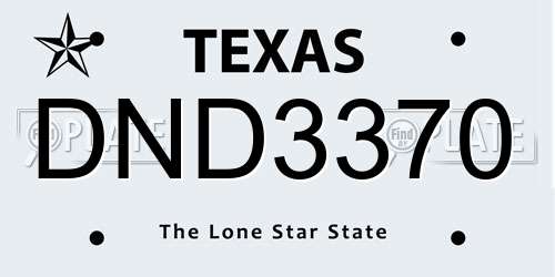 DND3370 Texas License Plate