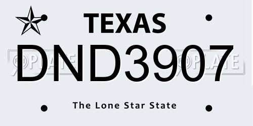DND3907 Texas License Plate