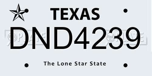 DND4239 Texas License Plate