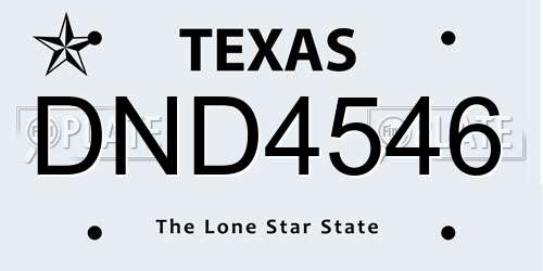 DND4546 Texas License Plate
